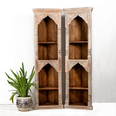 Rajasthan Handmade Indian Furniture Wooden Corner Arch Bookshelf
